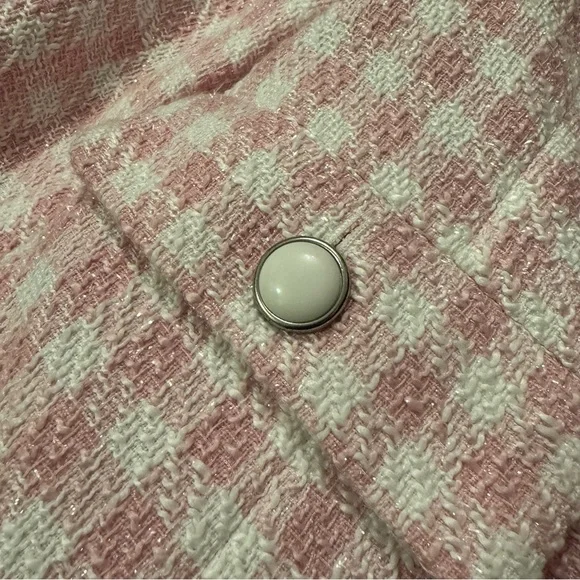 Kasper Pink Tweed Women's Suit Jacket And Pants with Satin Scarf - Picture 3 of 8